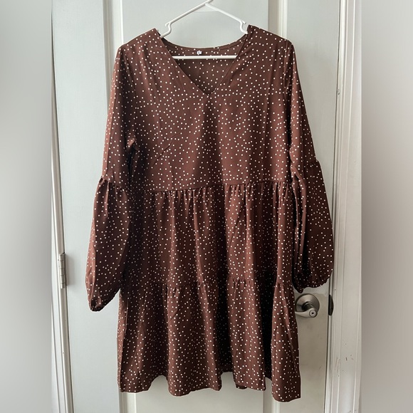 BROWN POLKA DOT DRESS - Picture 1 of 5